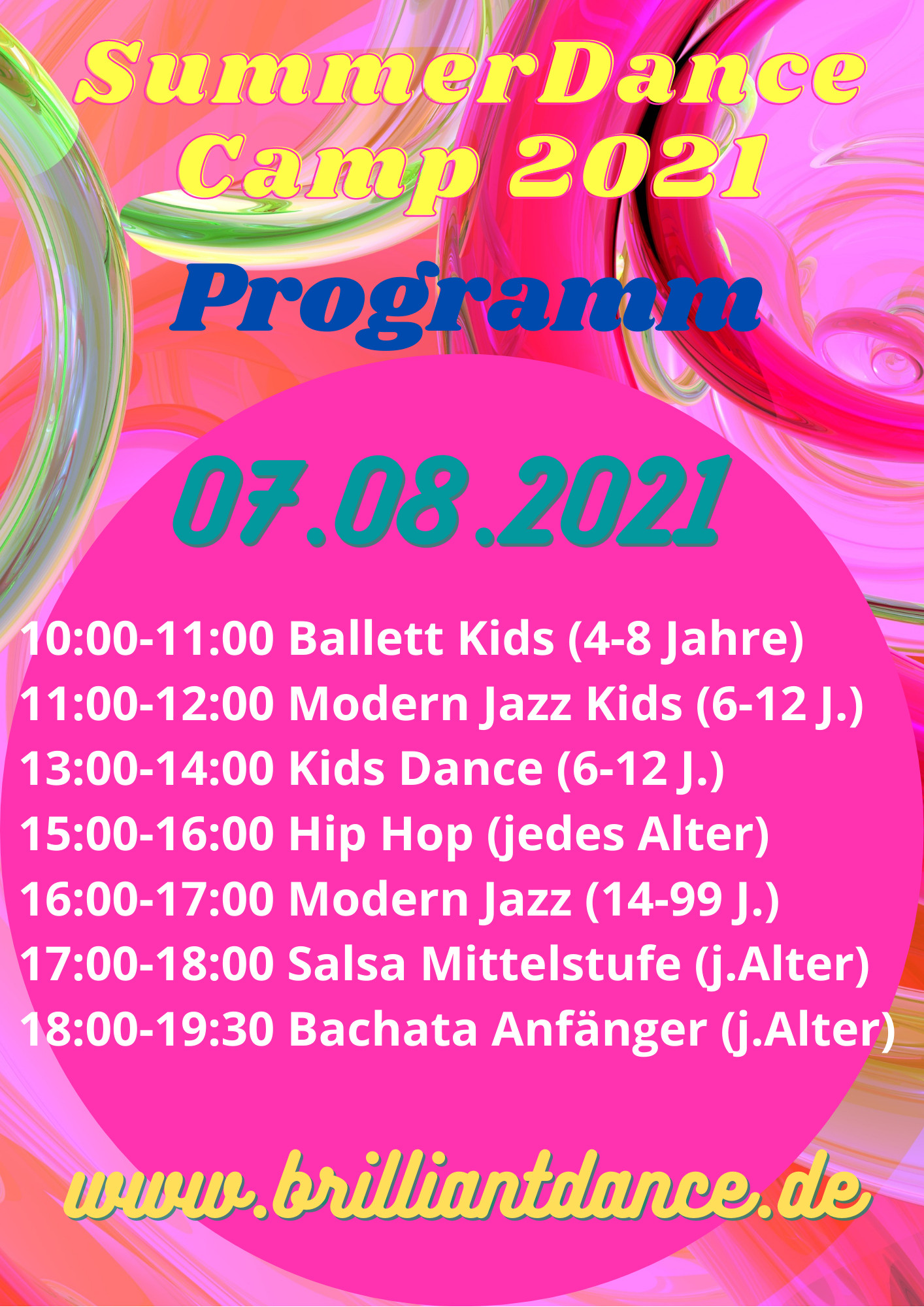 Flyer Summer Dance Camp 2021 Bachata Salsa S&L